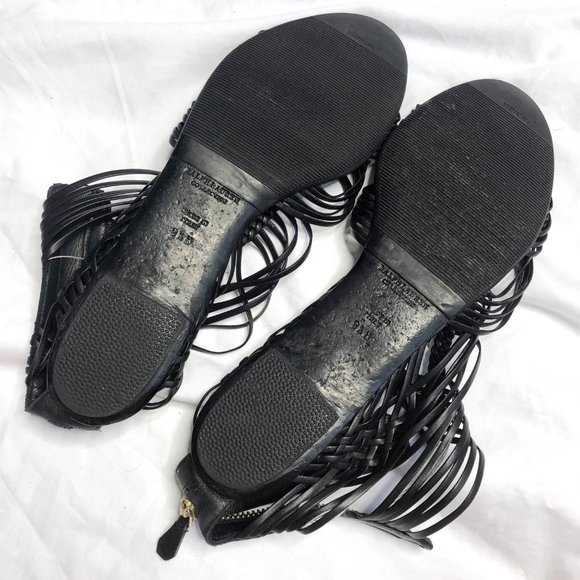 Ralph Lauren Black Leather Gladiator Sandals - Picture 3 of 6